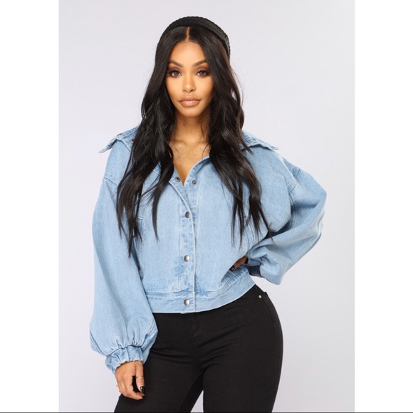 balloon sleeve denim jacket